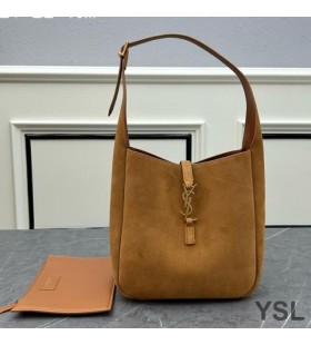 Yves Saint Laurent Small Le 5 A 7 Supple Bag In Suede Brown/Gold