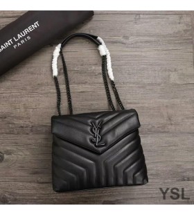 Yves Saint Laurent Small Loulou Chain Bag In Y Matelasse Leather Black