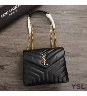Yves Saint Laurent Small Loulou Chain Bag In Y Matelasse Leather Black/Gold