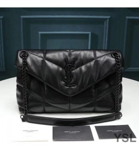 Yves Saint Laurent Small Loulou Puffer Bag In Quilted Lambskin Black