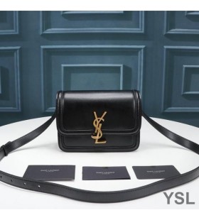 Yves Saint Laurent Small Solferino Satchel In Box Leather Black/Gold