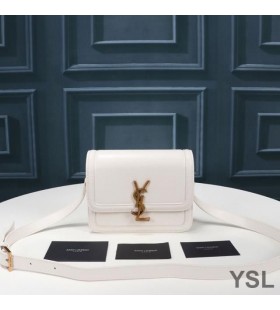 Yves Saint Laurent Small Solferino Satchel In Box Leather White/Gold