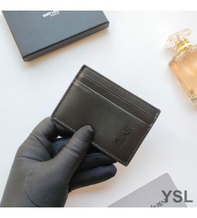 Yves Saint Laurent Tiny Monogram Card Case In Smooth Leather Black