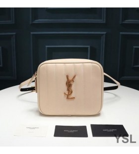 Yves Saint Laurent Vicky Belt Bag In Matelasse Leather Apricot/Gold