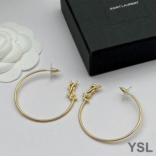 Yves Saint Laurent Opyum Brincos Em Metal Dourado