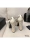 Yves Saint Laurent Jodie Plataforma Sandálias No Acolchoado De Couro Branco
