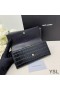 Yves Saint Laurent Grande Cassandra Desconstruir Bifold De Carteira De Crocodilo Em Relevo Couro Preto