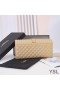 Yves Saint Laurent Grande Aba Do Envelope Carteira, Misto De Grão De Matelassê De Couro Apricot/Ouro