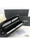 Yves Saint Laurent Grande Linha Zip Em Torno De Carteira Em Couro Grained Preto/Prata