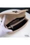 Yves Saint Laurent Médio Clássico Do Colégio Da Cadeia De Bolsa Em Matelassê De Couro Apricot/Prata
