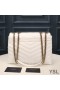 Yves Saint Laurent Médio Loulou Cadeia De Saco Em Y De Matelassê De Couro Branco/Ouro