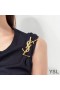 Yves Saint Laurent Opyum Broche Em Bambu, Metal, Ouro