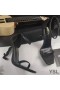 Yves Saint Laurent Opyum Sandálias, Em Couro Liso Preto com Salto Preto