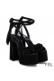 Yves Saint Laurent Paige Plataforma Sandálias Em Camurça Preto