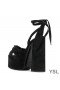 Yves Saint Laurent Paige Plataforma Sandálias Em Camurça Preto