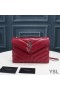 Yves Saint Laurent Pequeno Loulou Cadeia De Saco Em Y De Matelassê De Couro Vermelho/Prata