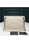 Yves Saint Laurent Pequeno Loulou Puffer Bolsa Em Couro De Cordeiro Acolchoado Branco/Prata