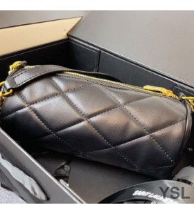 Yves Saint Laurent Mini Tubo De Sade Bolsa Em Couro De Cordeiro Acolchoado Preto