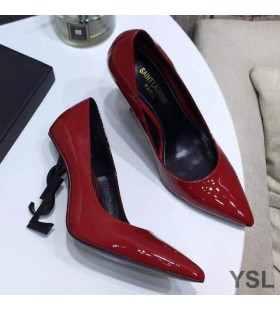Yves Saint Laurent Opyum Bombas Em Couro Preto com Salto Vermelho