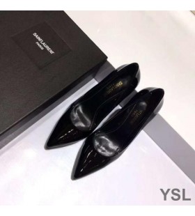 Yves Saint Laurent Opyum Bombas Em Couro envernizado com Azul de Calcanhar Preto