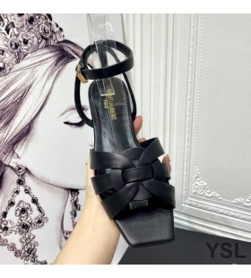 Yves Saint Laurent Homenagem Rasteirinha Em Couro Liso Preto
