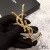 Yves Saint Laurent Opyum Broche Em Bambu, Metal, Ouro