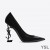 Yves Saint Laurent Opyum Bombas Em Couro Preto com Salto Preto