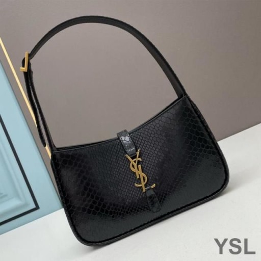 Yves Saint Laurent Le 5 7 Hobo Táska Python Bőr Fekete/Arany