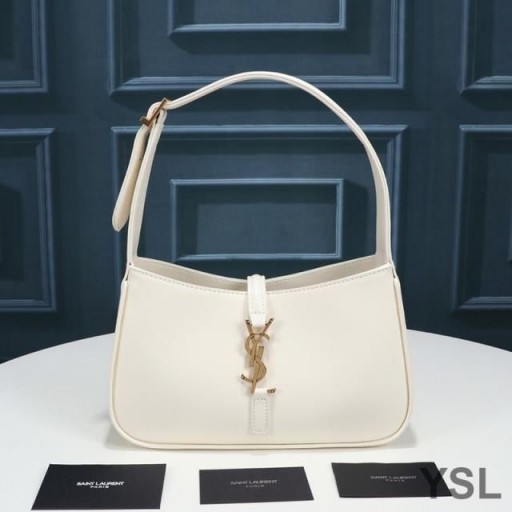 Yves Saint Laurent Le 5 7 Hobo Táska Sima Bőr, Fehér/Arany