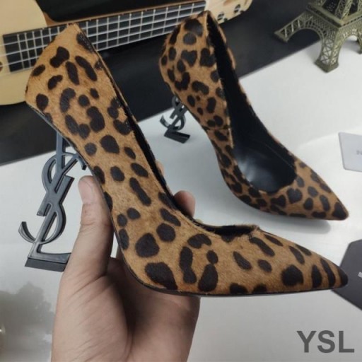 Yves Saint Laurent Opyum Szivattyúk A Leopárd Velúr Fekete Sarok Barna