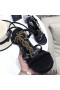 Yves Saint Laurent Cassandra Ék Espadrilles A Bőr Palm Logó Fekete
