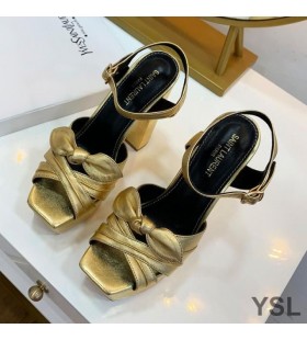 Yves Saint Laurent Candy Platform Szandál A bőröv Íj Csomót Arany