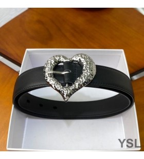 Yves Saint Laurent Szív Öv A Nappa Bőr Fekete/Ezüst
