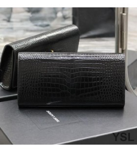 Yves Saint Laurent Kate Kuplung Tassel A Krokodil Dombornyomott Bőr Fekete/Arany