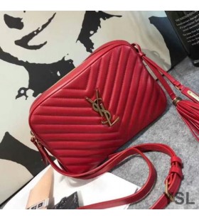 Yves Saint Laurent Lou Táska Matelasse Bőr Piros/Arany