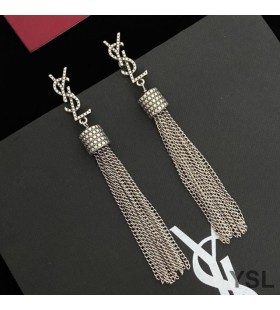 Yves Saint Laurent Loulou Fülbevaló, Lánc-Bojt A Kalapált Fém Ezüst