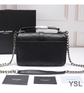 Yves Saint Laurent Közepes Klasszikus Egyetemi Lánc Táska Gyémánt Matelasse Bőr Fekete/Ezüst