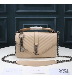 Yves Saint Laurent Közepes Klasszikus Egyetemi Lánc Táska Matelasse Bőr Sárgabarack/Ezüst