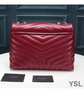 Yves Saint Laurent Közepes Loulou Lánc Táska Y Matelasse Bőr Piros/Ezüst