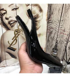 Yves Saint Laurent Opyum Slingback Szivattyúk A Szabadalmi Bőr, Arany Sarok Fekete