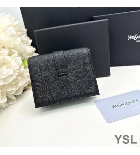 Yves Saint Laurent Kis Vonal Bifold Tárca A Szemcsés Fekete Bőr