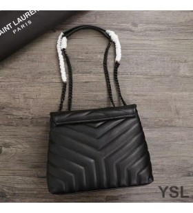 Yves Saint Laurent Kis Loulou Lánc Táska Y Matelasse Bőr Fekete