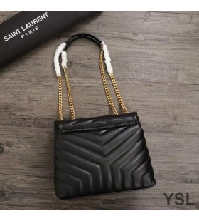 Yves Saint Laurent Kis Loulou Lánc Táska Y Matelasse Bőr Fekete/Arany