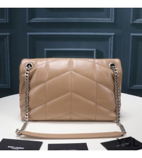 Yves Saint Laurent Kis Loulou Puffer TÃ¡ska Steppelt BÃ¡rÃ¡nybÅ‘r SÃ¡rgabarack/EzÃ¼st