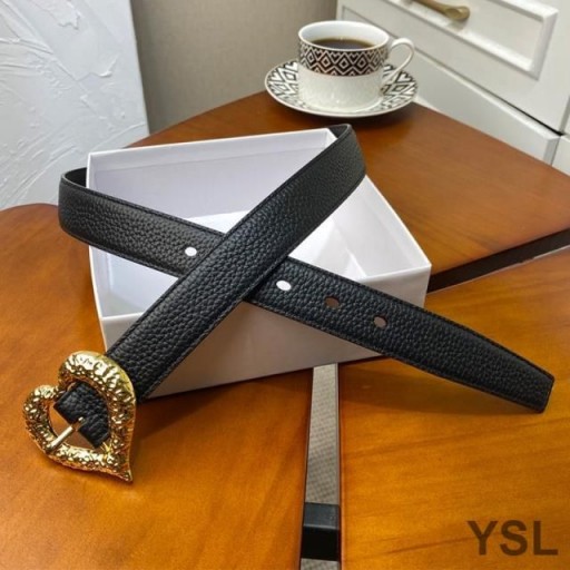Yves Saint Laurent Croí Crios I Grained Leathar Dubh/Óir