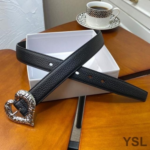 Yves Saint Laurent Croí Crios I Grained Leathar Dubh/Silver