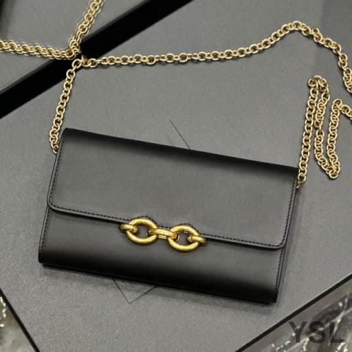 Yves Saint Laurent Le Maillon Slabhra Sparán I Lonracha Leathair Dubh
