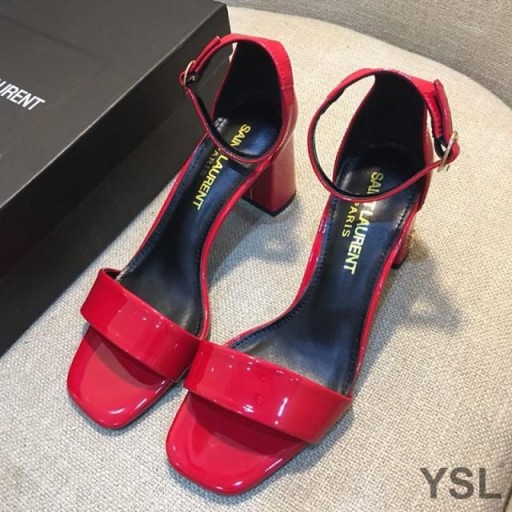 Yves Saint Laurent Loulou 70 Sandals Paitinne Leathar Dearg