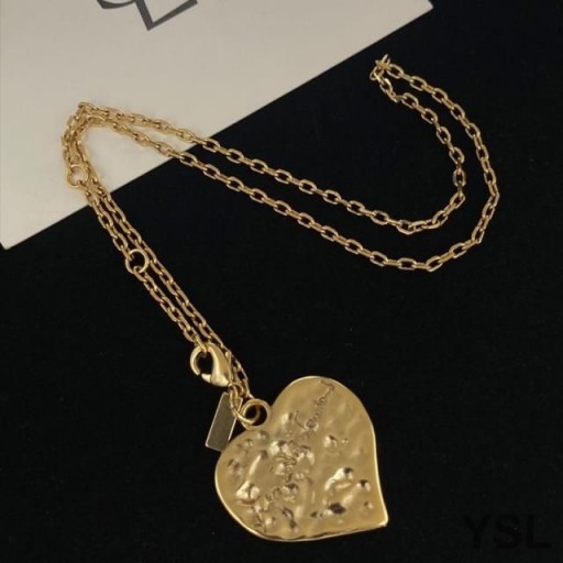 Yves Saint Laurent Grá Pendant Croí Siogairlín I Miotail Ór
