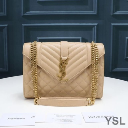 Yves Saint Laurent Meánach Clúdach Slabhra Mála Measctha Grained Matelasse Leathar Aibreog/Óir